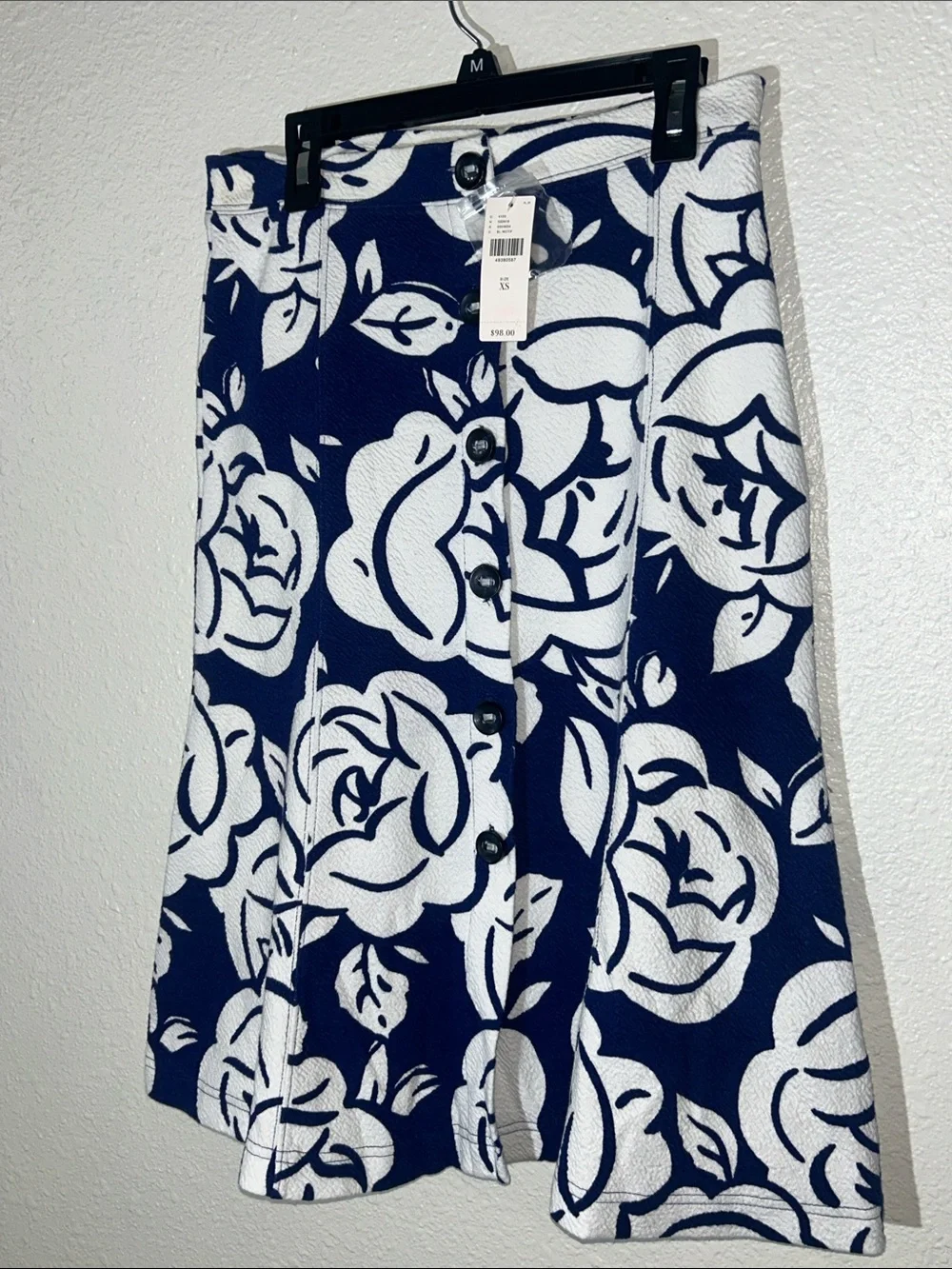 Maeve by Anthropologie Navy & White Floral Button-Front Women's Dress